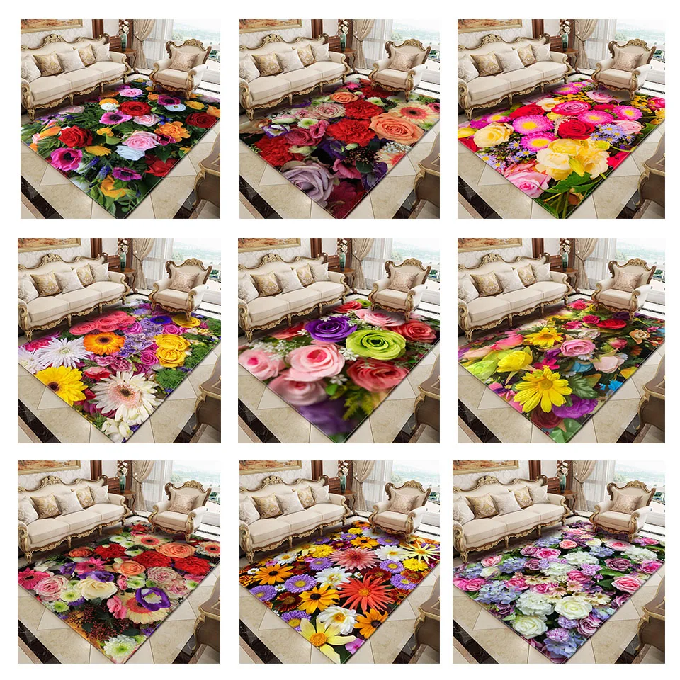 flores frescas coloridas tapete para quarto grande salão com romântico floral sala de estar tapete quarto da menina decoração