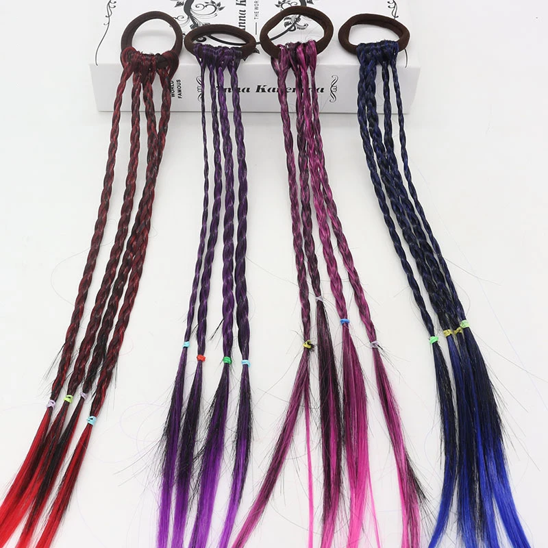 

Wig Rubber Bands Gradient Color Ponytail Hair Ornament Kids Hairpins Fashion Cute Hair Accessories DIY Braided 1Pcs length 43cm