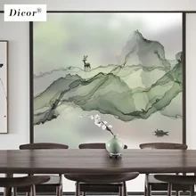 Креативная Акварельная живопись, статическая пленка для окна, витражное окно, наклейка, матовая Современная Художественная стеклянная наклейка, домашний декор