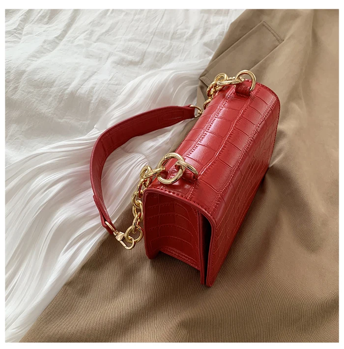 [BXX] Женская сумка через плечо на одно плечо, универсальная, с клапаном,, модный дизайн, с узором «крокодиловая кожа», с цепочкой, посылка, сумка HF970