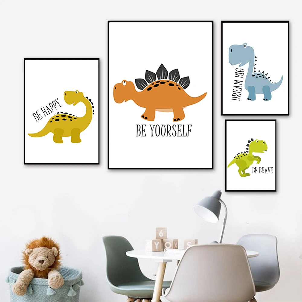 Dinosaur Poster Spinosaurus Wall Art Canvas Painting Baby Animals Print  Modular Cute Cartoon Picture for Boy Room Nursery|Vẽ Tranh & Thư Pháp| -  AliExpress