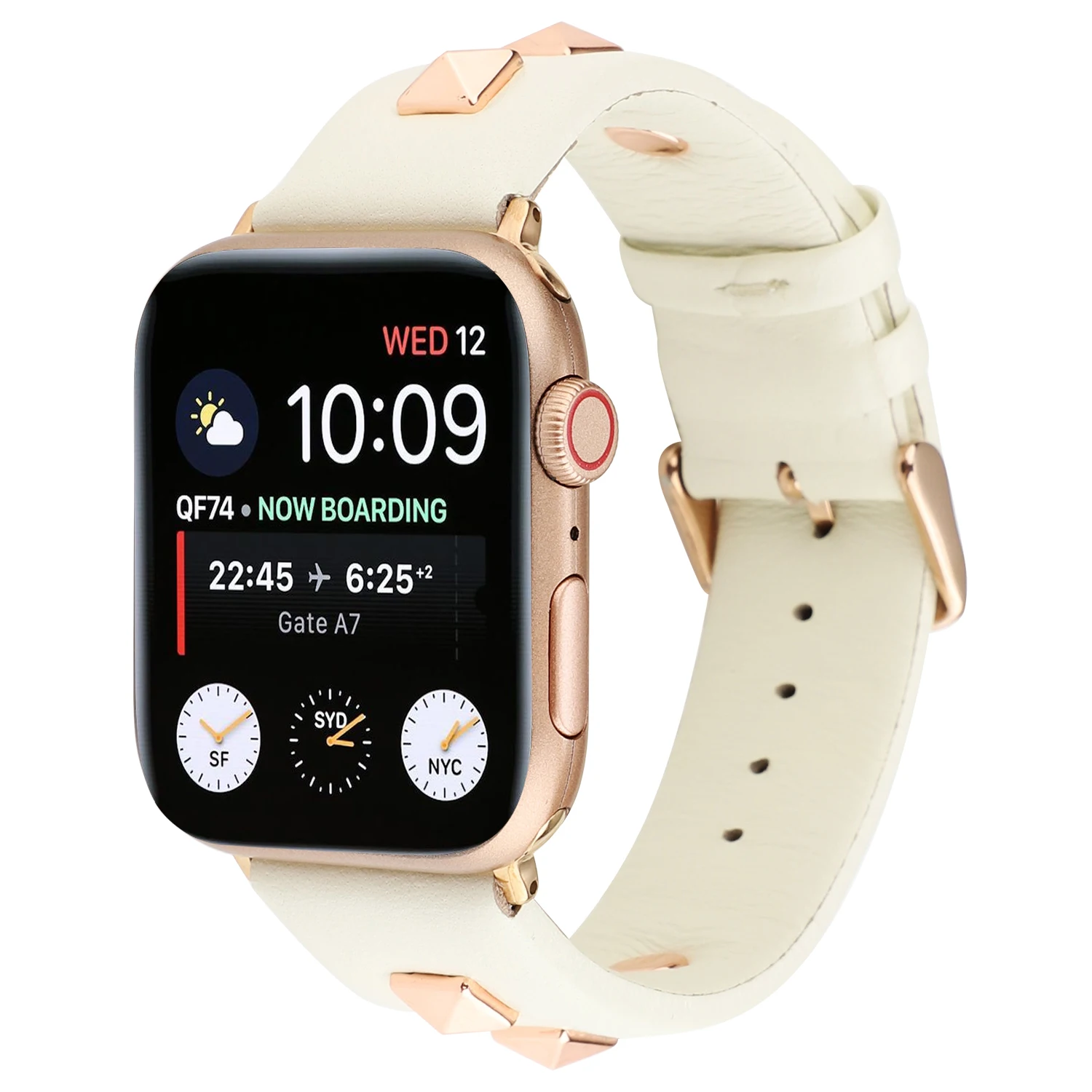 Розовое золото металлические часы на заклепках для Apple watch band 42/38 мм кожаный ремешок для спортивных часов для iWatch series 4 3 2 1 44/42 мм аксессуары