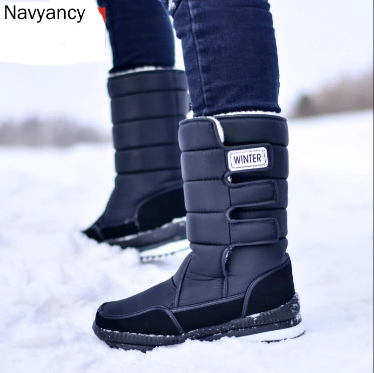 Navyancy зимние ботинки; женская обувь; женские ботинки; модные ботинки до середины икры на плоской подошве; водонепроницаемые ботинки из полиэстера; коллекция года; зимние ботинки на меху; X427