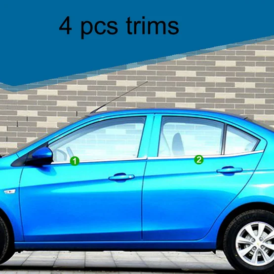 4 pcs trims Нержавеющая сталь окна автомобиля планки для chevrolet Парус 3rd поколения - Название цвета: 4 pcs trims