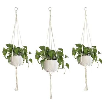

90/105/122cm DIY Handmade Hemp Rope Braided Plant Hanging Baskets Indoor Garden Hemp Rope Flower Pots Holder Balcony Home Decor