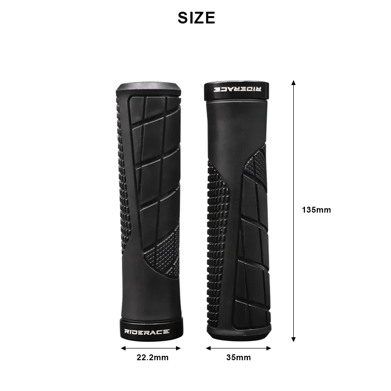 RIDERACE Mountain Bike Handlebars Grips TPR Rubber Ergonomic Mtb Bicycle Handle Bar Bmx Steering Grip Anti-skid Comfy Bar Ends