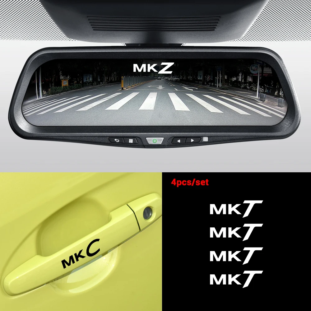 4PCS Car Door Handle Mirrors Wiper Reflective PVC Decoration Stickers For Lincoln Continental Navigator MKZ MKC MKT Accessories |