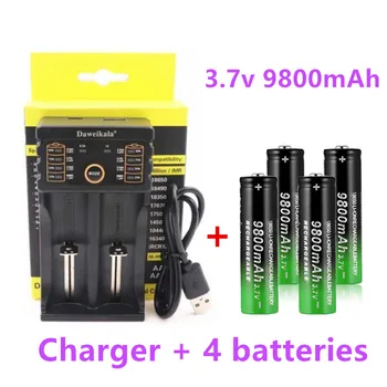 

2020 New18650 Battery High Quality 9800mAh 3.7V 18650 Li-ion batteries Rechargeable Battery For Flashlight Torch +Charger