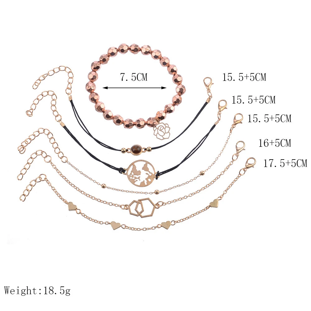 Модные женские Набор браслетов из бусин Винтажные Ювелирные изделия Boho черепаха карта шарм браслеты и браслеты для девушек цепи женские аксессуары