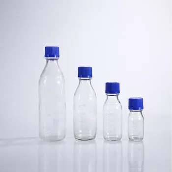 

Reagent bottle glass thickened, transparent, brown screw mouth sealed, chemical laboratory big small blue cap bottle