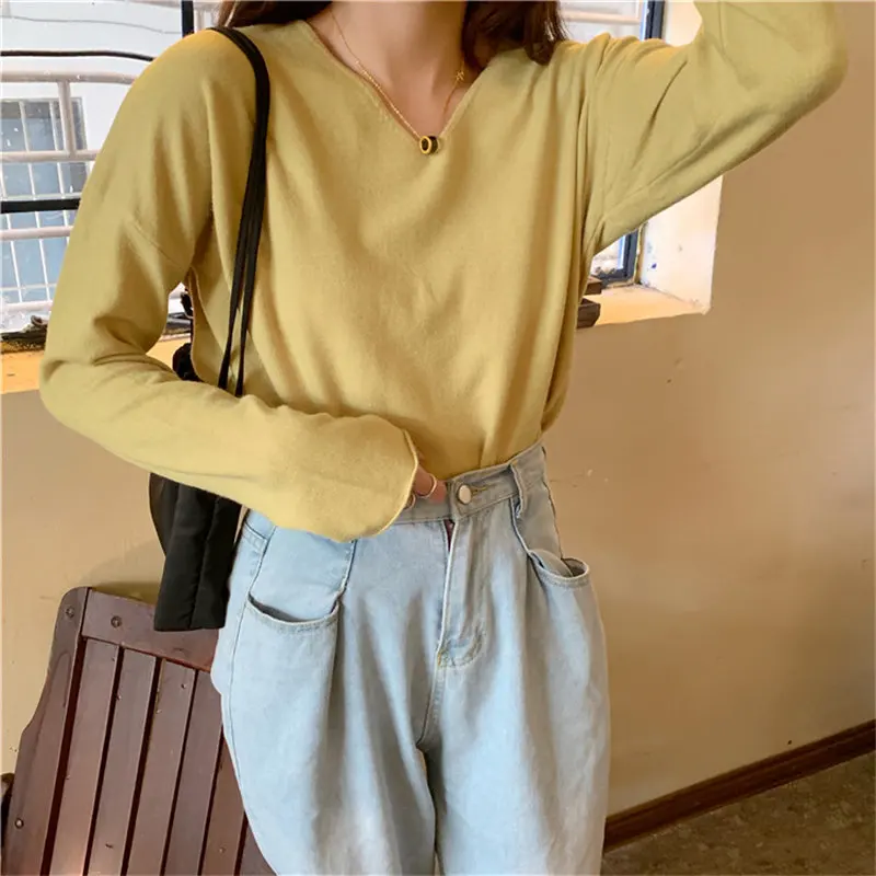 Alien Kitty Solid V-Neck Jumpers Pullovers Hot Girls Leisure 2020 Gentle Sweater Loose High Street Knitted Casual Elegant Tops | Женская
