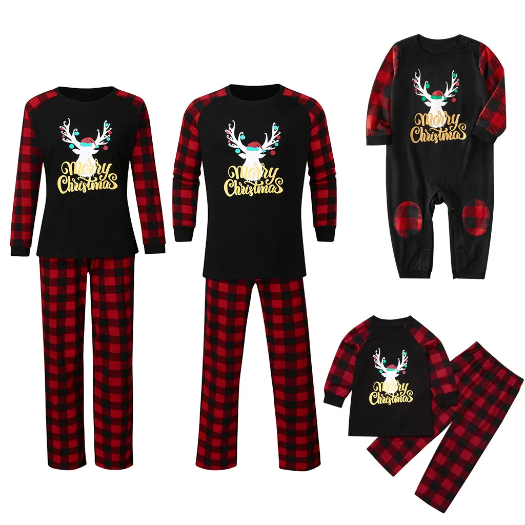 Семейные пижамы; одежда для сна; Рождественский комбинезон для новорожденных мальчиков и девочек; одинаковые комплекты рождественских пижам для всей семьи