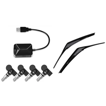 

5 Pcs Wireless Auto Tyre Pressure Security Alarm(Built In) & 1 Pair Headlight Cover Eyelid Eyebrow Cover Sticker