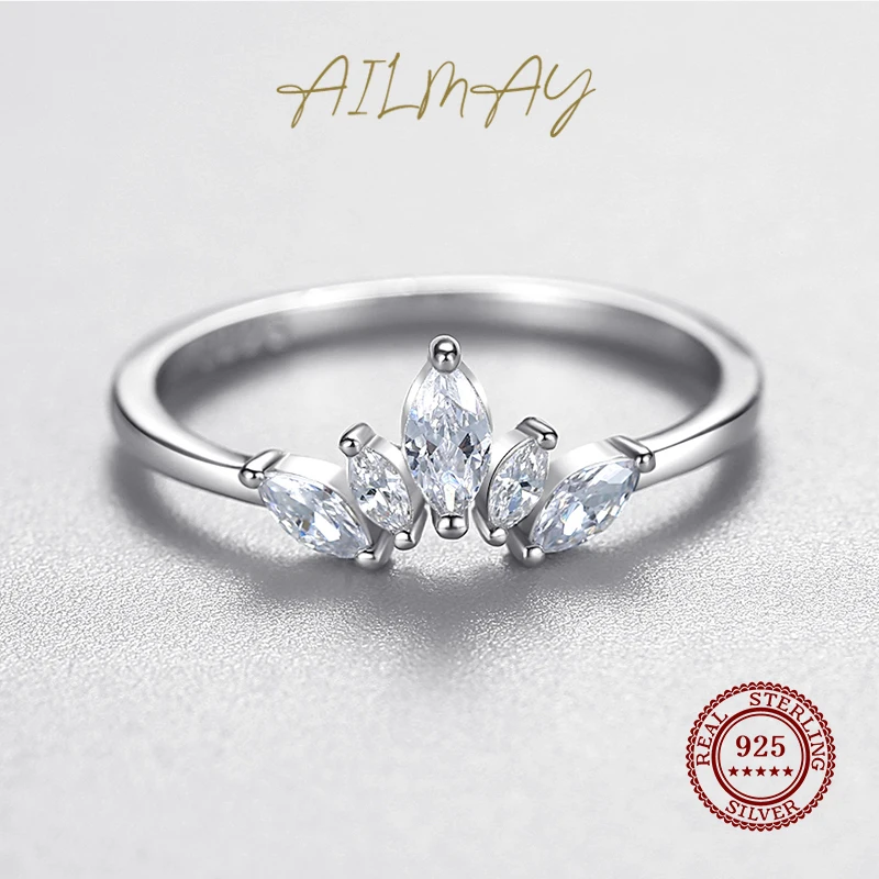 925 Sterling Silver Simple crown Finger Ring For Women Girls Party Accessories Jewelry