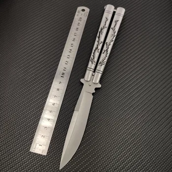 

Stainless Steel Folding knife Butterfly Dragon Pattern Handle Training Butterfly in knife No edge Dull Tool Exercise Toy