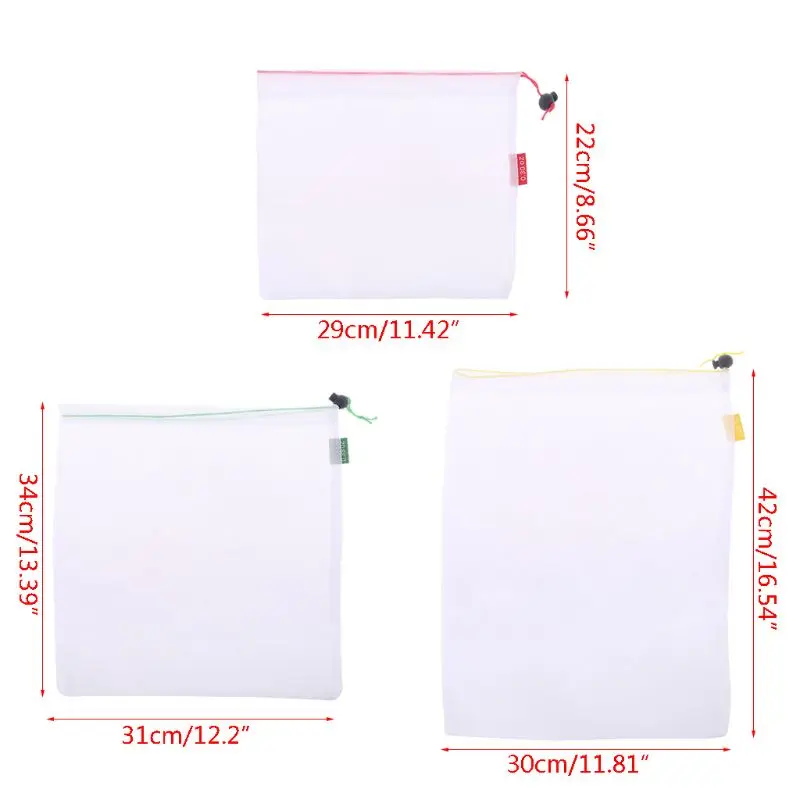 15 шт многоразовые сетчатые сумки для производства моющиеся сумки на шнурке сетчатые сумки для продуктовых покупок кухонные мешки для хранения фруктов и овощей