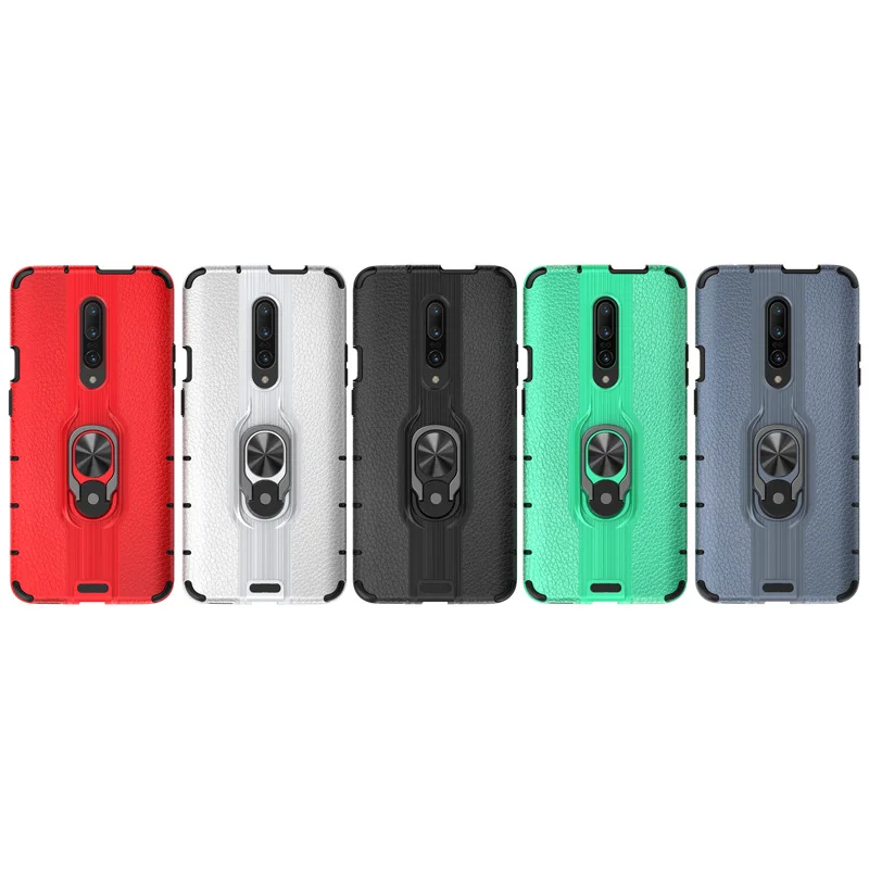 Бизнес кожа текстура Броня чехол для Oneplus 7 Pro чехол кронштейн палец кольцо Жесткий Чехол для One Plus 7 Pro Чехол Для Телефона