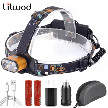 

Litwod XM - L T6 Headlight Flashlight Torch 18650 Battery Led Bulbs Camping / Cycling 3 Modes ( High - Low Strobe) 7314