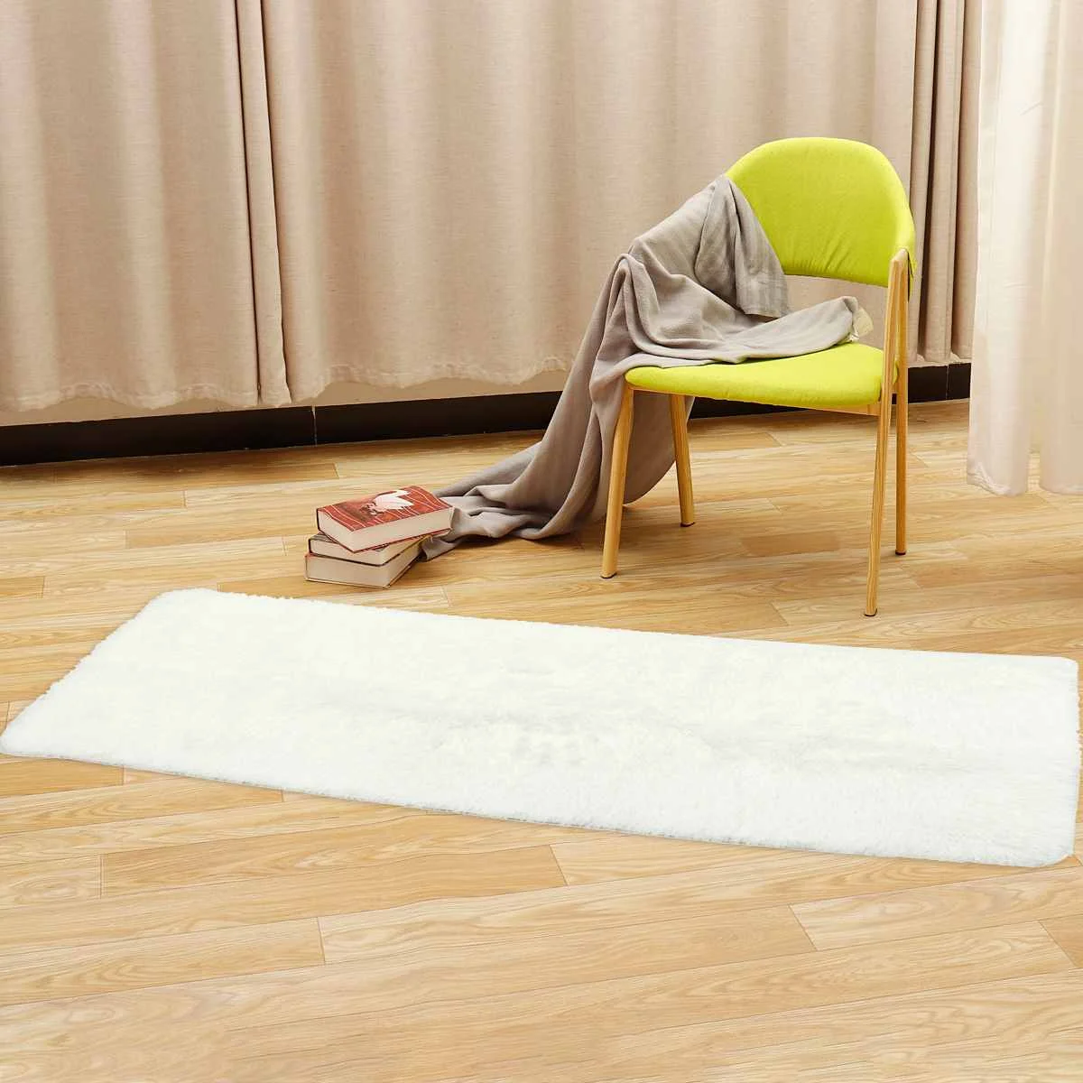 White 60x160cm Thickened Square Floor Mat Cover Anti-skid Shaggy Area Yoga Rug Home Living Room Bedroom Table Carpet Blanket Mat Long - Цвет: White