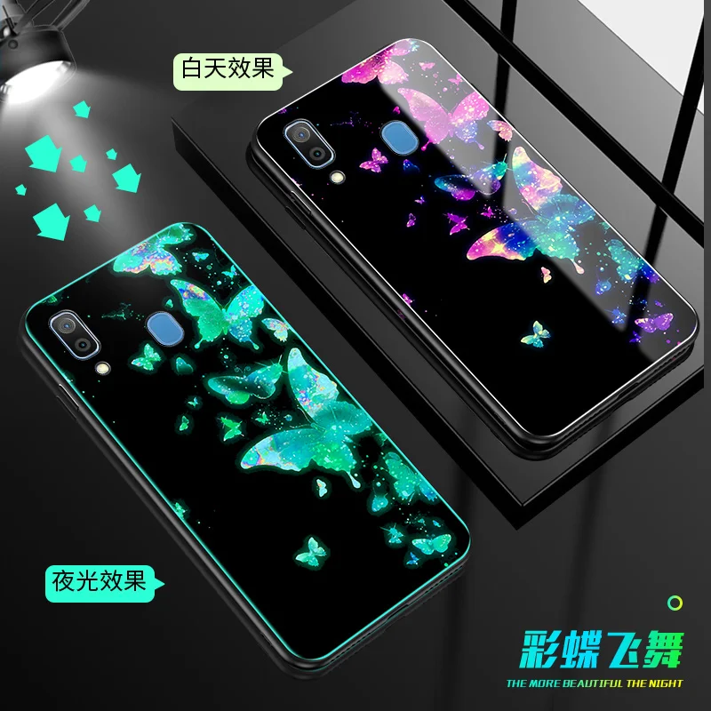 YueTuo светящийся чехол из закаленного стекла для samsung galaxy A30 A50 A 30 50 роскошный чехол для телефона с жестким зеркалом - Цвет: 5