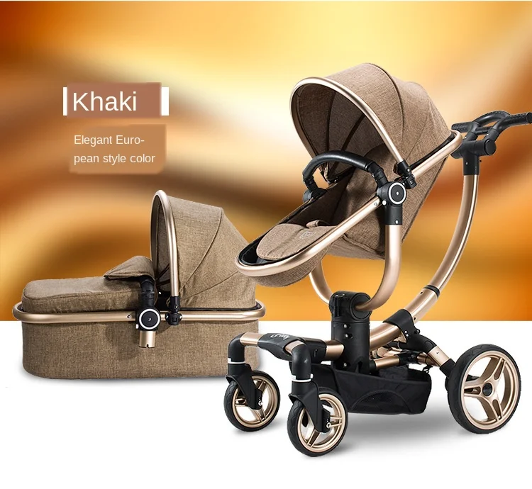 Luxury High View Multifunctional Baby Stroller 3 in 1 with Car Seat Travel System Portable Folding Four Wheels Newborn Pram