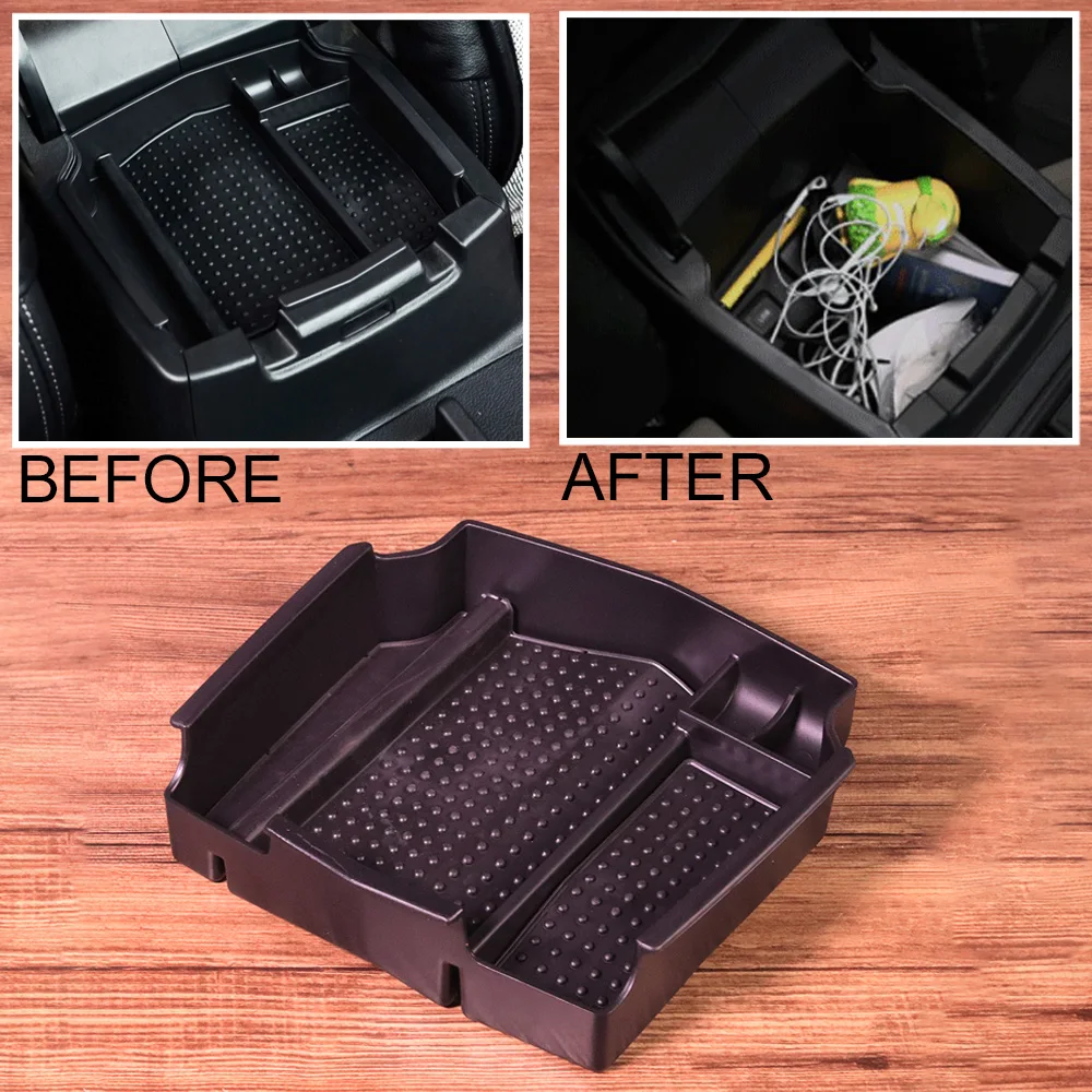 1Pc ABS Black Central Console Armrest Secondary Storage Box Glove Tray Holder Organizer Fit For Honda CR-V CRV 2012 2013 2014 (2)