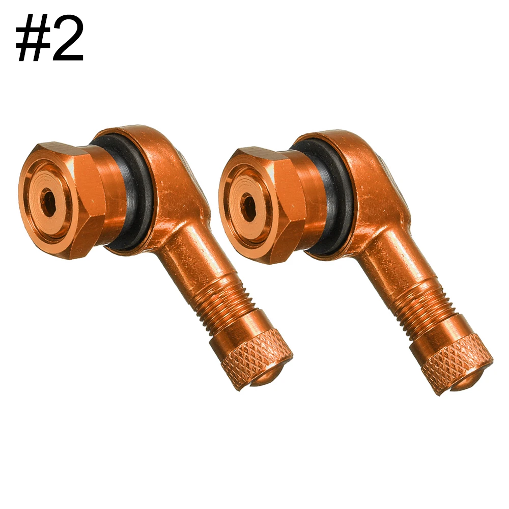 Aluminum Alloy 90° Angle Motorcycle Valve Stem Set with Tubeless Caps (2-Piece)