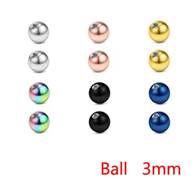 Pieces Mix Colors Stainless Steel Replacement Balls Bead Lip Eyebrow Tongue Ear Tragus Belly Body Piercing Jewelry 14g/16g