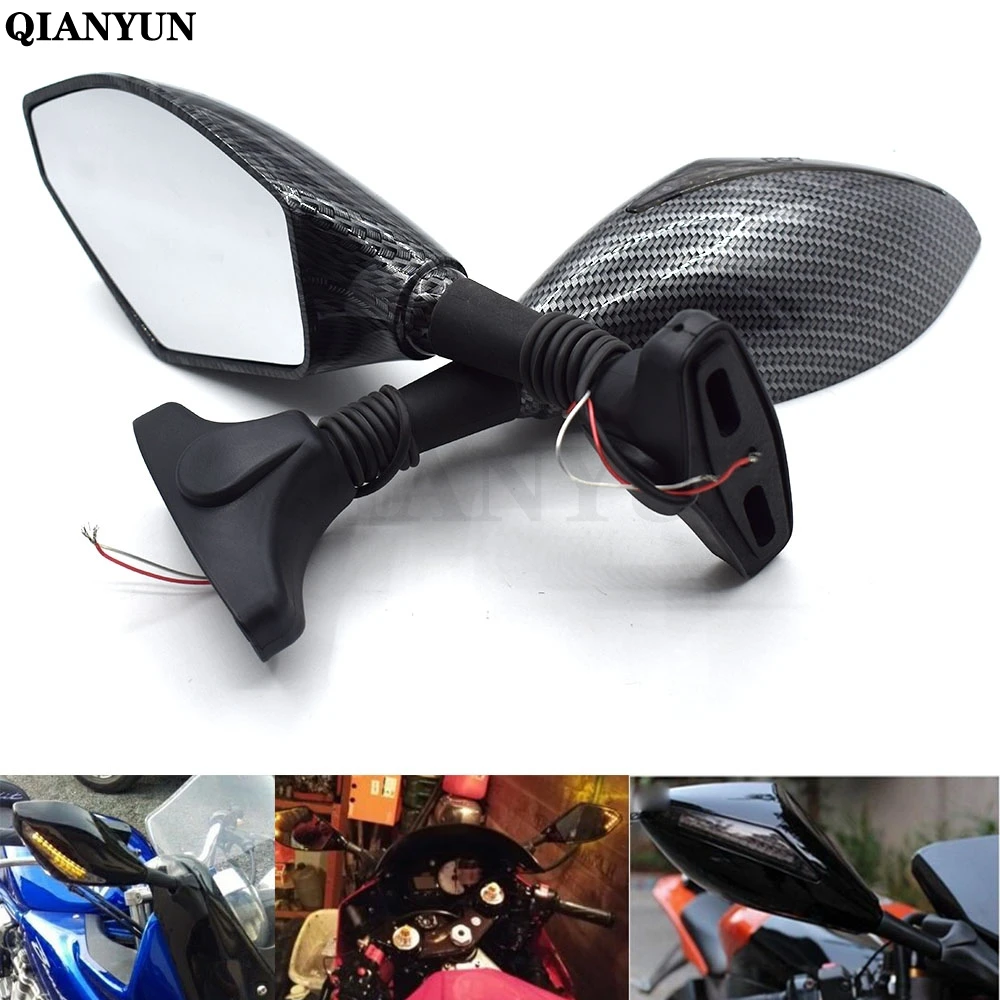 

Universal Motorcycle Rear View Side Wing Mirrors w/ LED Turn Signal Light For Suzuki GSXR600 1992-2005 2009-2011 SV650S 03-08