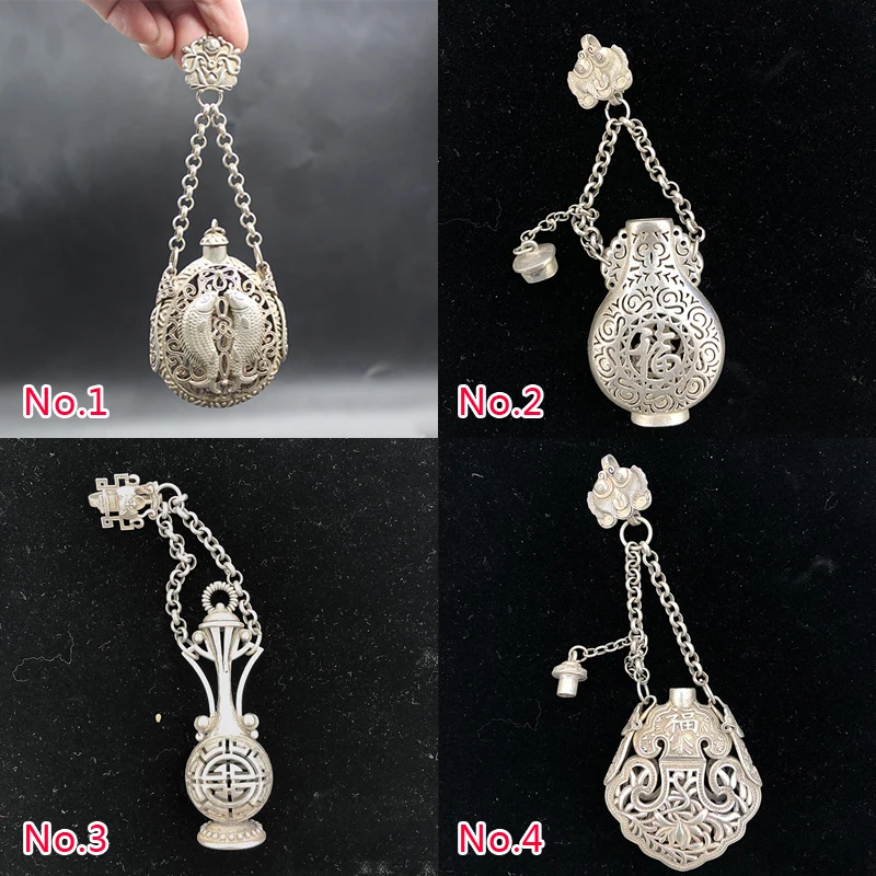 

Chinese Miao silver copper vintage hollowed out Pisces/Fu character/Vase/Various sachet pendant ornaments/No.1---No.4 styles