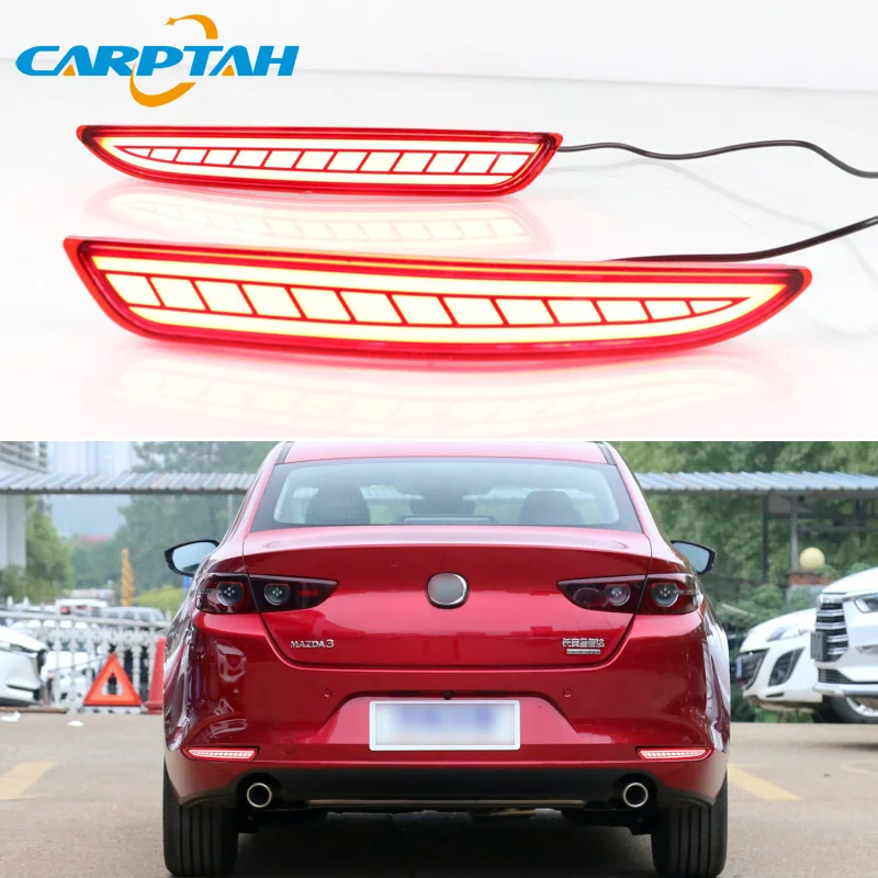 2 шт. светодиодный задний противотуманный фонарь для Mazda 3 Mazda3 Axela Автомобильный светодиодный бампер светильник тормозной светильник сигнала поворота указатель с отражателем