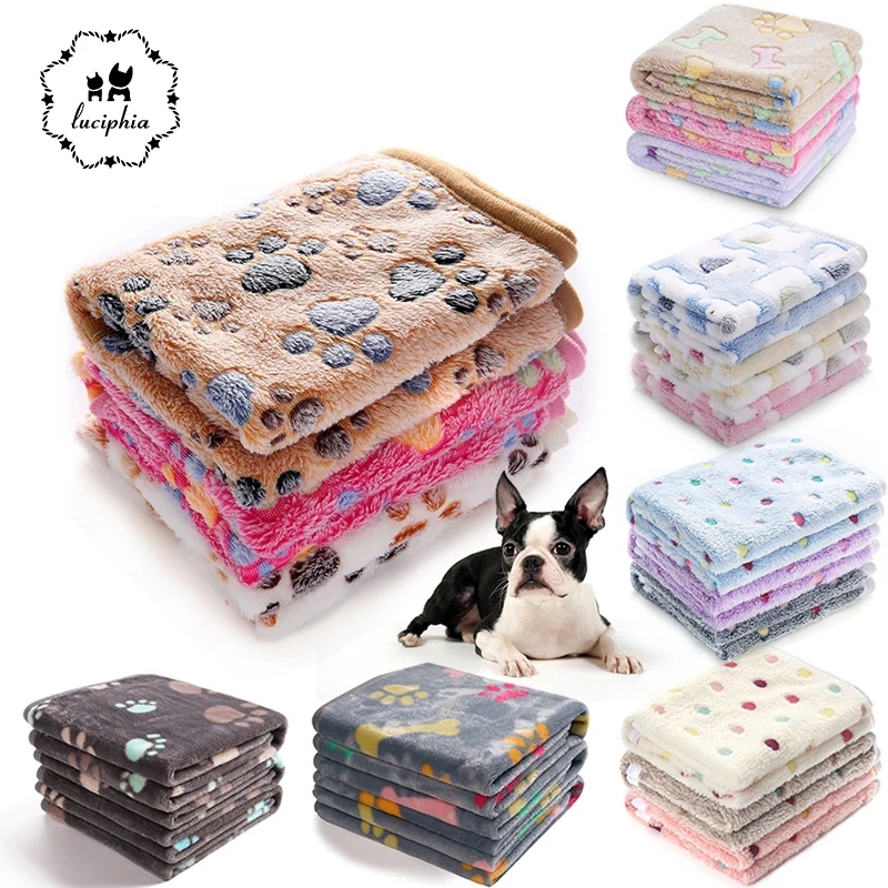 Luciphia mascotas mantas Super suave y esponjoso Premium de lana pata de dibujo de huesos de franela caliente tirar para cachorro de perro gato