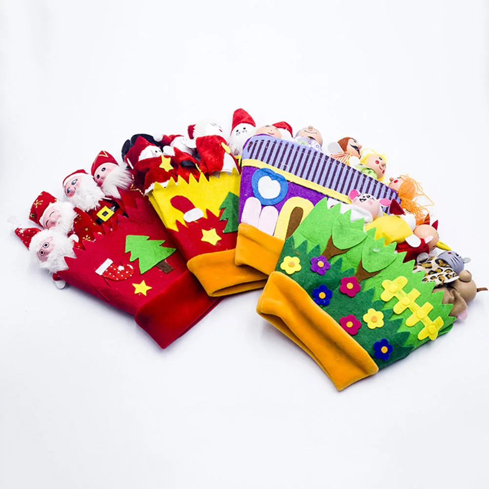 Пальчиковые кукольные игрушки Рождественские пальчиковые кукольные игрушки Рождественские тканевые перчатки домашнее украшение пальчиковые мягкие игрушки для детей