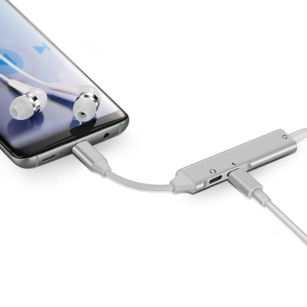 Type-c USB C адаптер 3в1 цифровой аудио typec гарнитура 3,5 мм Аксессуары для мобильных телефонов PD Зарядка для Xiaomi huawei samsung Oppo