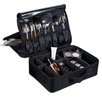 

Women Cosmetic Bags Professional Large Makeup Bag Cosmetic Case Storage Handle Organizer Travel Bags /BY