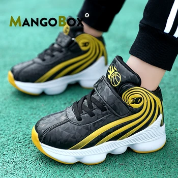 

2020 New Boys Sneakers Brand Shoes Hook & Loop Kids Basketball Shoes Pu Basketball Children Sneakers Classic Sneakers Boys