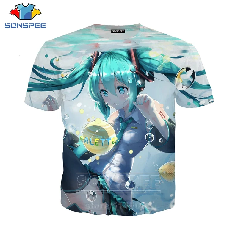 

Hatsune Miku T Shirt Men Women Singer Sweatshirt 3D Print Anime Girl Short Sleeve Casual Street Hip Hop O Neck Top Pullover C091
