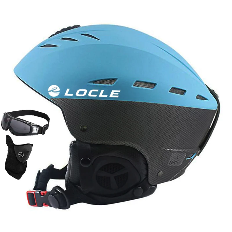 LOCLE мужской или женский лыжный шлем ультралегкий лыжный шлем Сертификация CE ABS+ EPS Снежный скейтборд лыжный сноуборд шлем 55-61 см - Цвет: Синий
