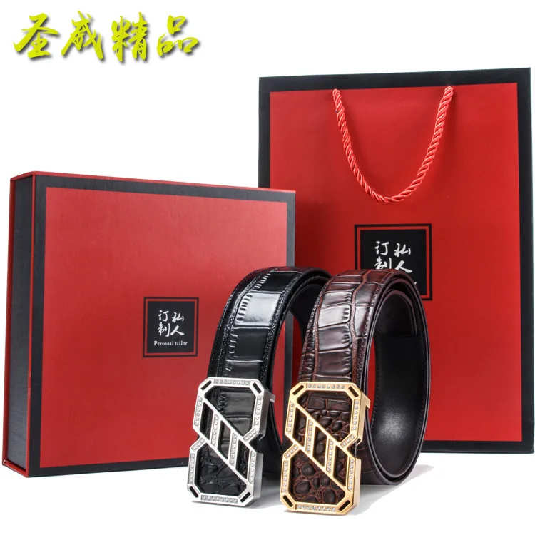 

2019 New Style Diamond Buckle MEN'S Leather Belt-Style Buckle Business Leather Belt