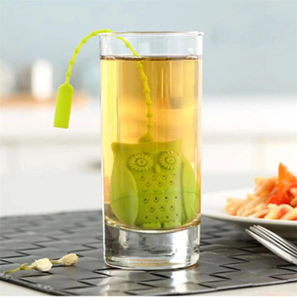 Creative Cute Owl Tea Strainer Tea Bags Food Grade Silicone loose-leaf Tea Infuser Filter Diffuser Fun Cartoon Tea Accessories