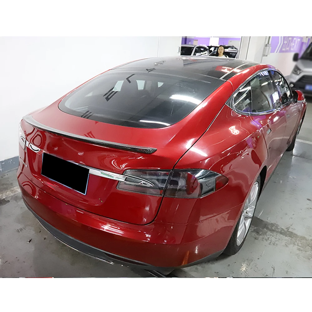 Для Tesla Model S Sedan 4 дверный карбоновый задний спойлер багажника Boot губ 2012 2019 крыло