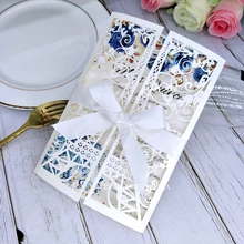 Башня из слоновой кости лазерная резка свадебные приглашения с лентой на заказ с принтом прелестные пятнадцать Приглашения День рождения предлагает