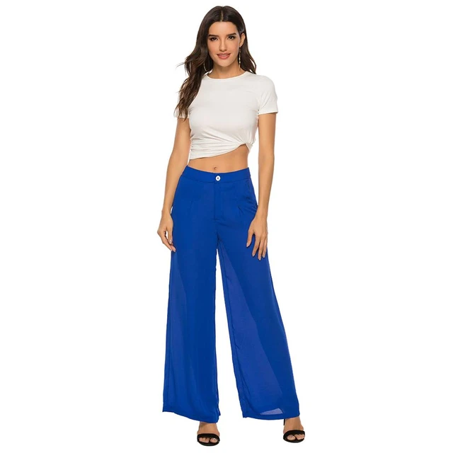 Velvet Pants for Women High Waisted Wide Leg Palazzo Pants Causal Outfits  Long Flowy Trousers with Pockets