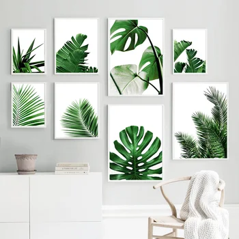

Fresh Green Monstera Aloe Palm Leaf Wall Art Canvas Painting Tropical Nordic Posters And Prints Wall Pictures For Living Room