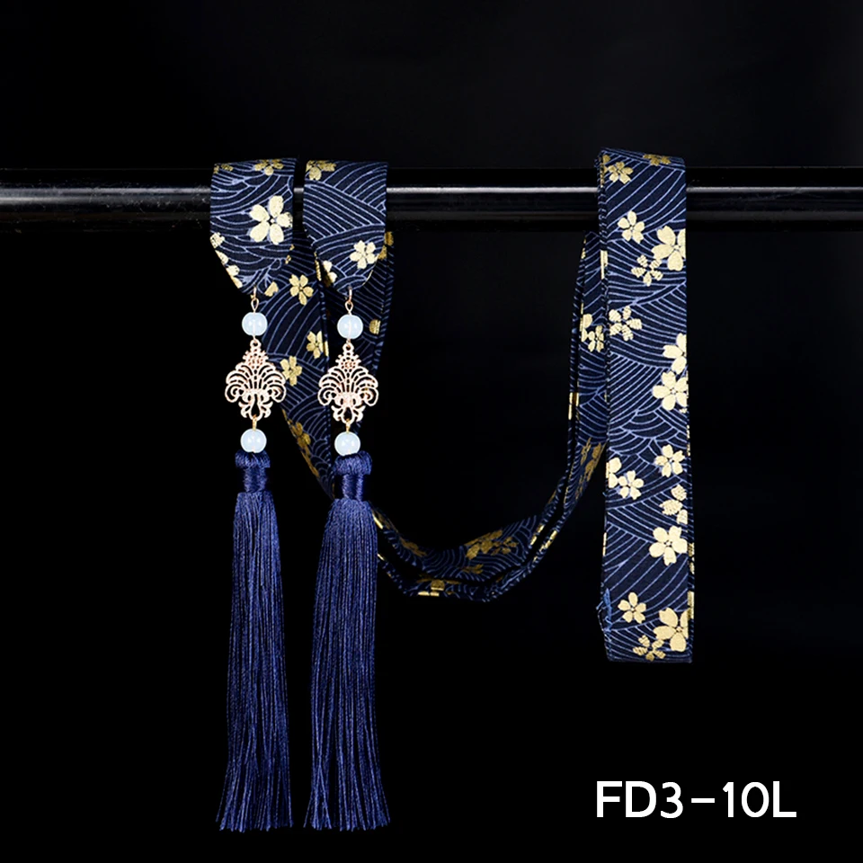 FD3-10L Китайские традиционные аксессуары для волос, лента для волос Hanfu, шифоновая лента для волос, древний стиль, вышивка, Длинный Галстук для волос - Цвет: FD3-10L