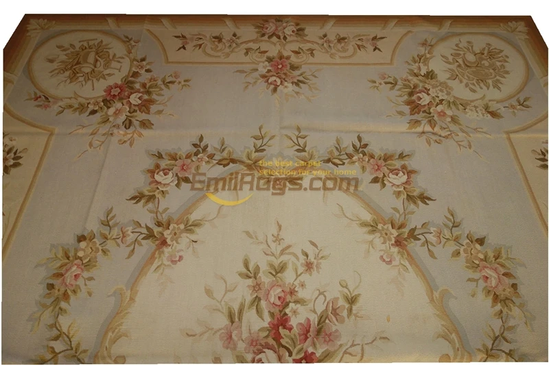 Французские ковры aubusson tx196 синий пастельный бежевый дизайн потертый gc8aubyg13