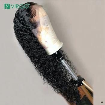 

Virgo Curly Human Hair Wig Brazilian Transparent Deep Part 13X6 Lace Front Human Hair Wigs For Black Women Remy 150% Density HD