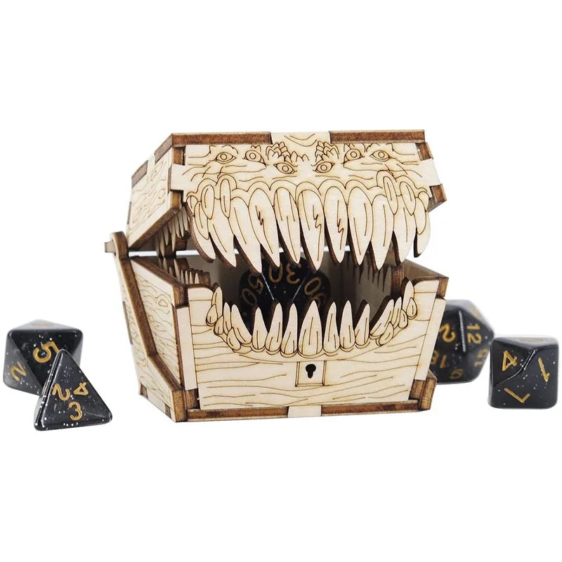 DND Mimic Chest Dice Jail Prison with a Random Polyhedral Dice Set t
