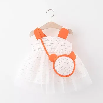 

Fashion Baby Girl Dress Cotton Print Baby Dress + Cartoon Bag 2 Piece Girl Clothes Suit Sleeveless Toddler Infant Dresses