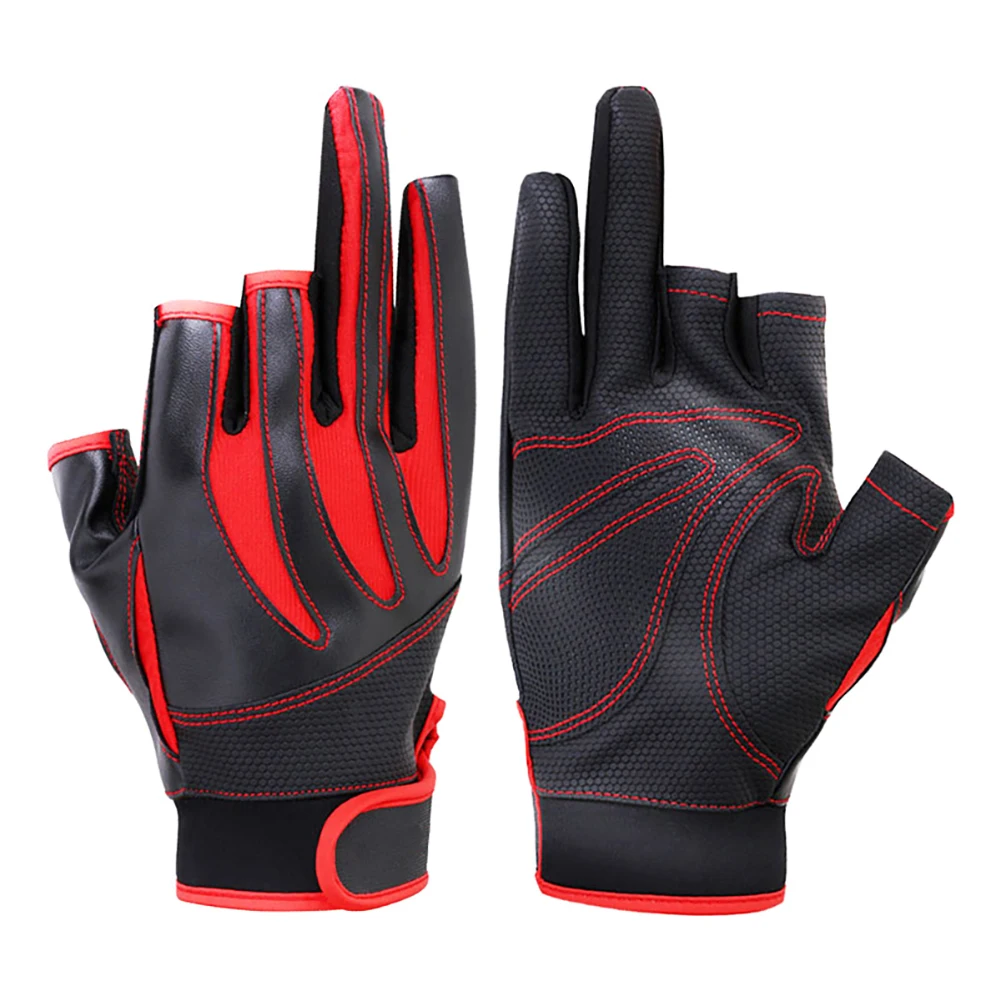 

Outdoors Sports Gloves 3 Half-Finger Anti-Slip Durable PU Breathable Gloves For Fishing Hunting Waterproof Flexible New S20